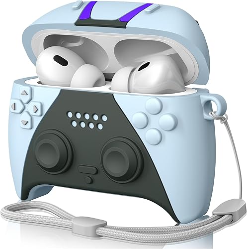 MOFREE Funda para AirPods Pro de 2 generación con kit de limpieza, diseño de controlador de juego 3D, funda protectora de silicona suave que absorbe