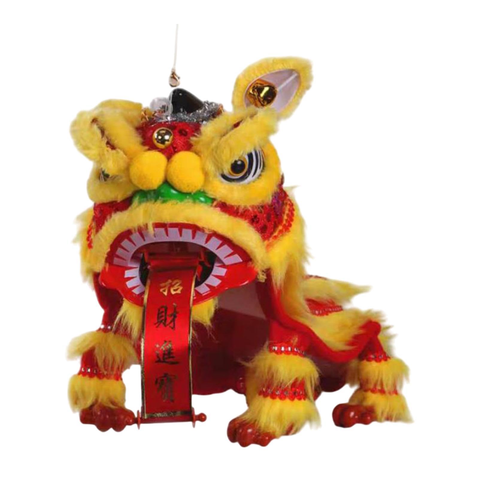 Almencla Marionetten Löwenfigur Handpuppe für Chinesisches Neujahr Tanzspielzeug aus Plüsch mit Schnur Kunstvolle Souvenirpuppen für Dekor Und Freude für