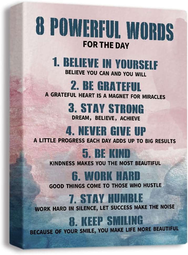 8 Rules Of Life Canvas Decoration Painting, Inspirational Motto Canvas Wall Art, Inspirational Phrase Wall Art,Office Decor paintings ，Suitable For Office, School, Library,Home，Workplace ，Bedroom
