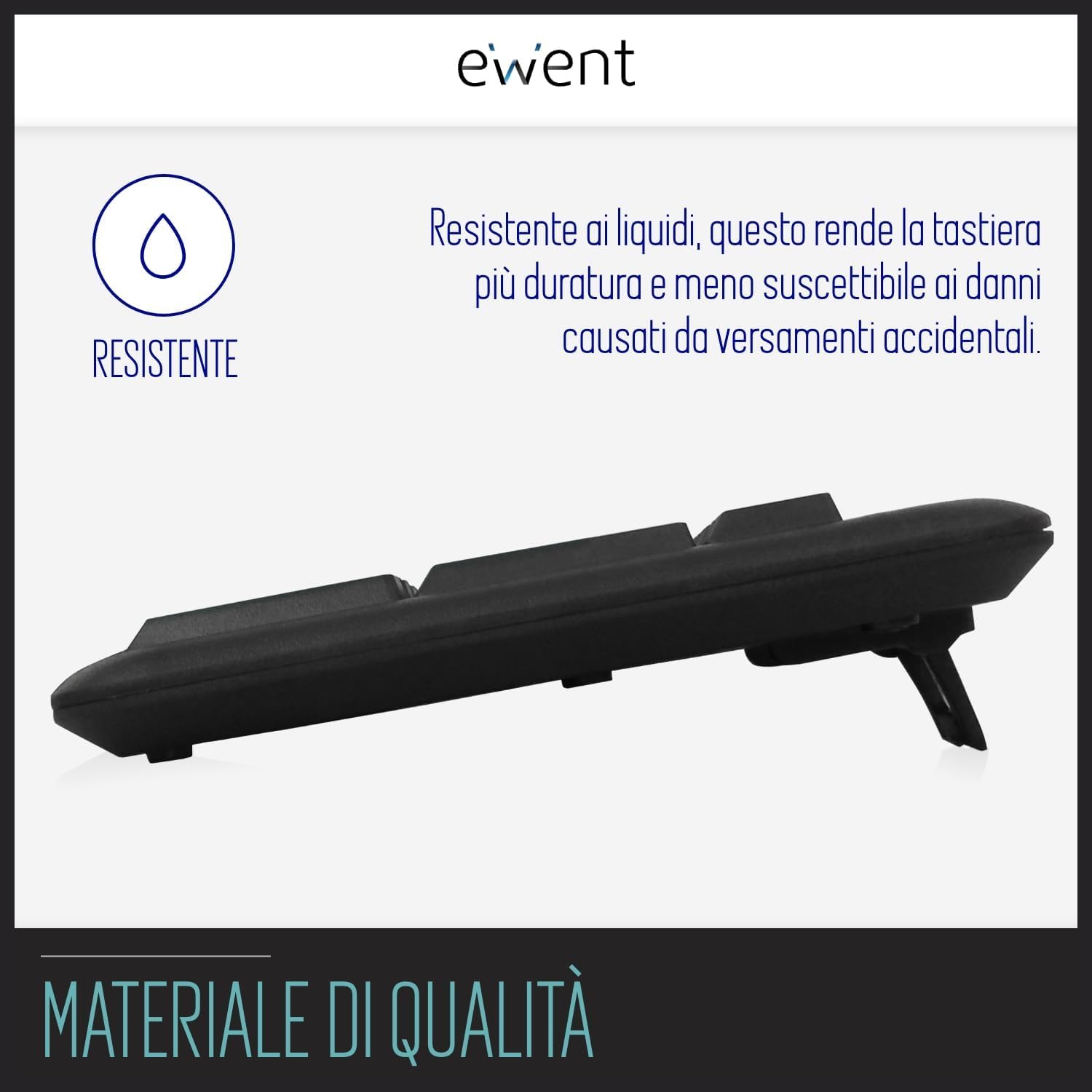 Ewent Tastiera Professionale USB Cablata, Layout Italiano QWERTY, Tastiera con filo per PC/Notebook/Laptop, Mac/Windows, nera