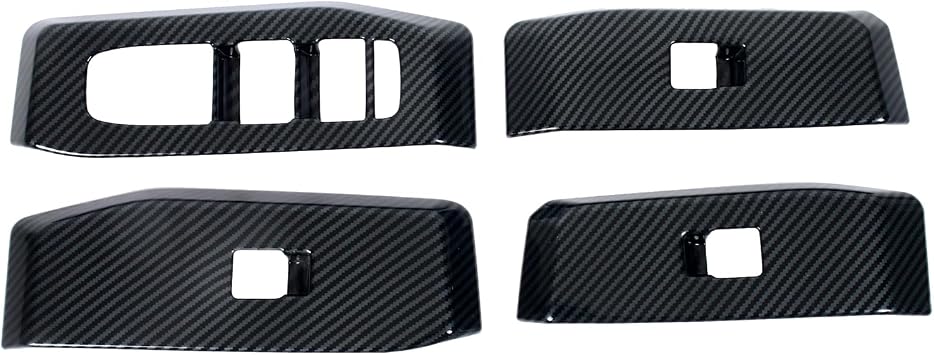 for Toyota Land Cruiser Prado 250 J250 2024-2025 LHD ABS Carbon Fiber Black Door Armrest Window Lift Cover 4pcs Car AccessoriesOnly fit for The Passenger Side Without Child Lock