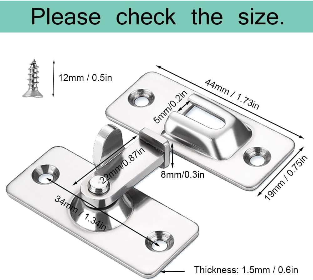Mini Size 90 Degree Door Latch Sliding Screen Door Latch Barn Door Lock Hasp Latch Clasp Lock Pocket Door Locks and Latches