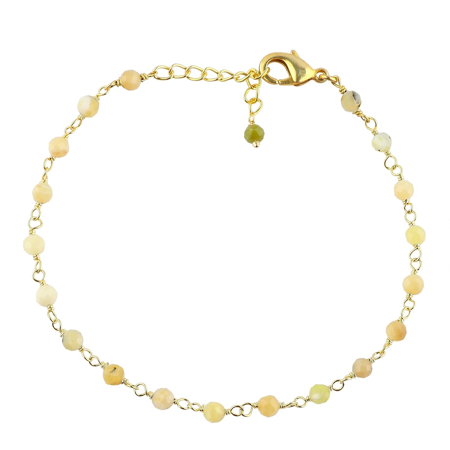 Natural Gemstones Bracelet, Healing Crystals, Microfaceted Beads Rosary Chain, Hypoallergenic Gold Plated Jewelry for Women, Handmade Bohemian Bracelet, 7+1inch