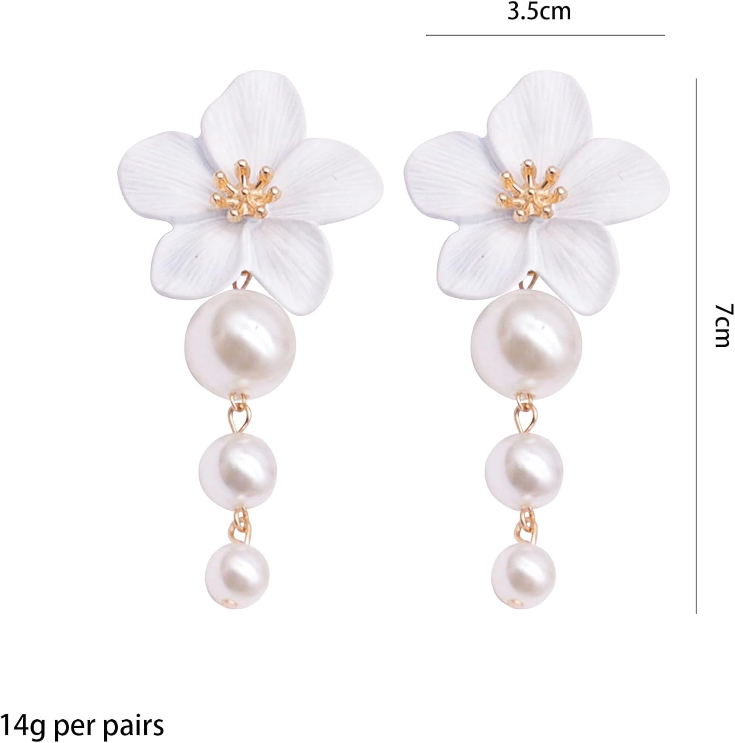 Bohemian Large Matte Flower Pearl Stud Earrings for Women White Pearl Floral Petal Flower Dangle Drop Earrings Wedding Holiday Jewelry - Image 5