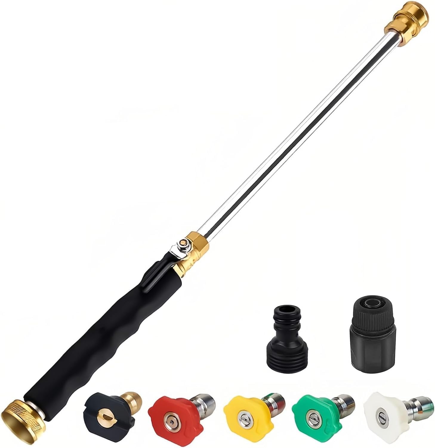 2024 Upgraded jet nozzle with 5 Interchangeable Nozzles Hose Spray Nozzle with Non-Slip Grip for Watering Plant & Lawn, Washing Car & Pet, Garden (Black1)