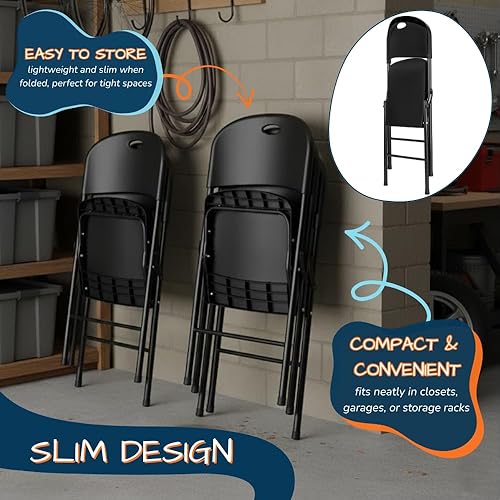 Miniatura 7 de EZONE (2 sillas plegables de plástico resistente para adultos, asientos portátiles al aire libre para bodas, eventos, fiestas, patio trasero, patio