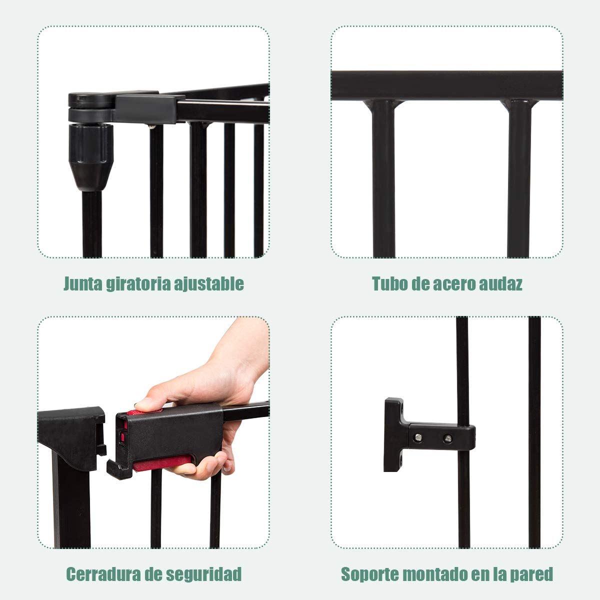 COSTWAY Barrera de Seguridad para Niños Perro Mascota Rejilla de Protección Plegable para Chimenea Escalera Puerta (Negro)