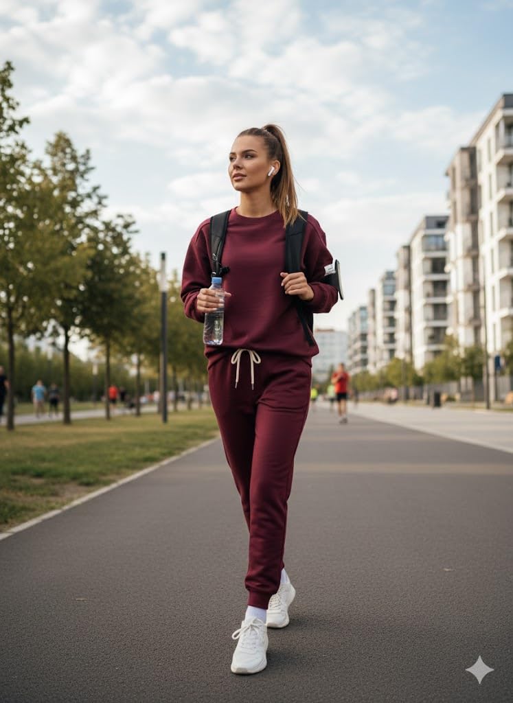 Damen Jogginganzug Zweiteiler – Weicher Hausanzug mit Hoodie & Jogginghose – Casual Trainingsanzug für Freizeit, Sport & Yoga – Einheitsgröße (36-42) – Modell 7065