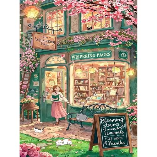 Lophomie Diamond Art Kits for Adults, 5D DIY Book Diamond Painting for Adults Beginners, Diamond Dots Kits Gem Arts Crafts for Home Wall Decor 12x16 Inch(Bookshop)