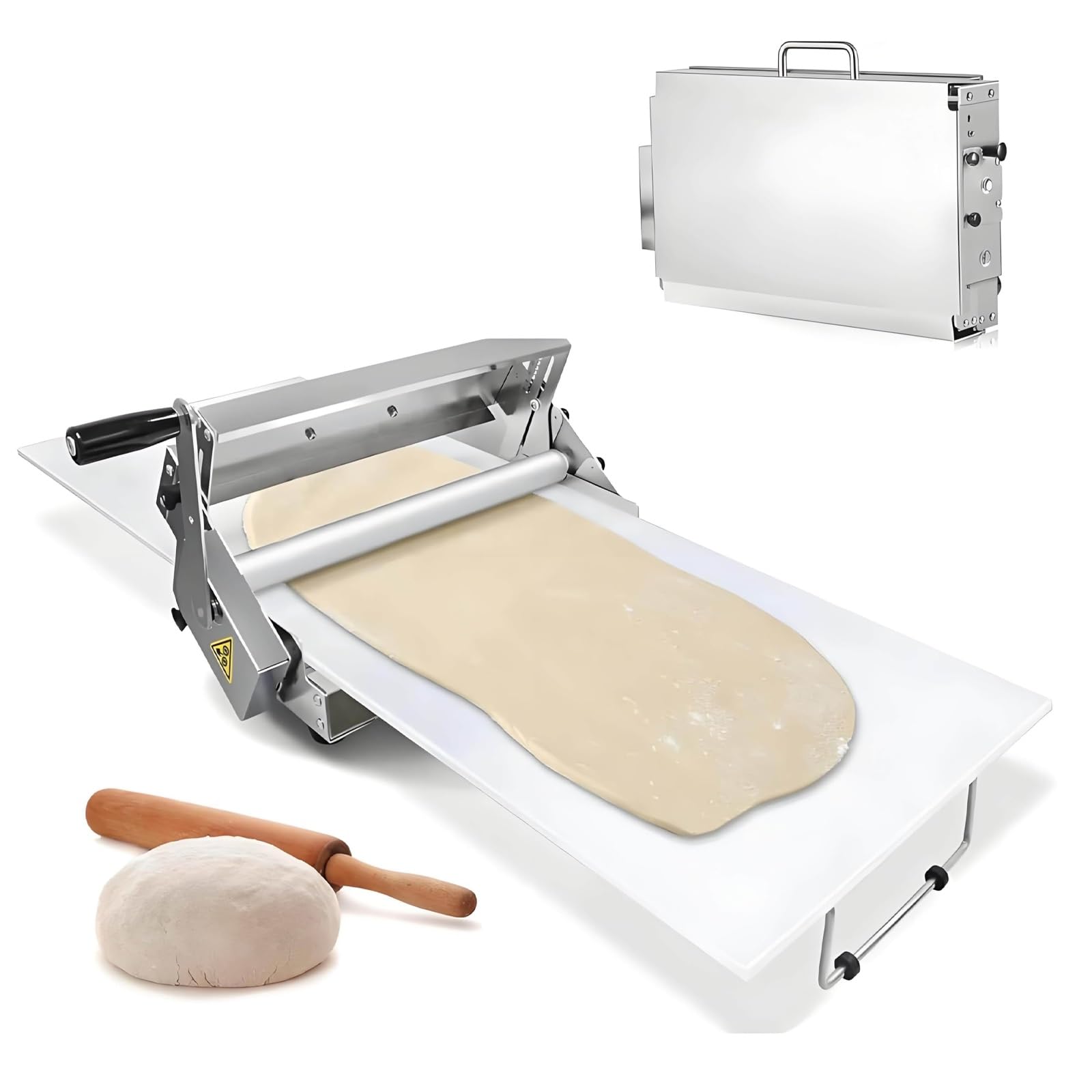 Sfogliatrice manuale per pasticceria, in acciaio inox, con spessore regolabile, per realizzare prodotti da forno, pizza e cornetti