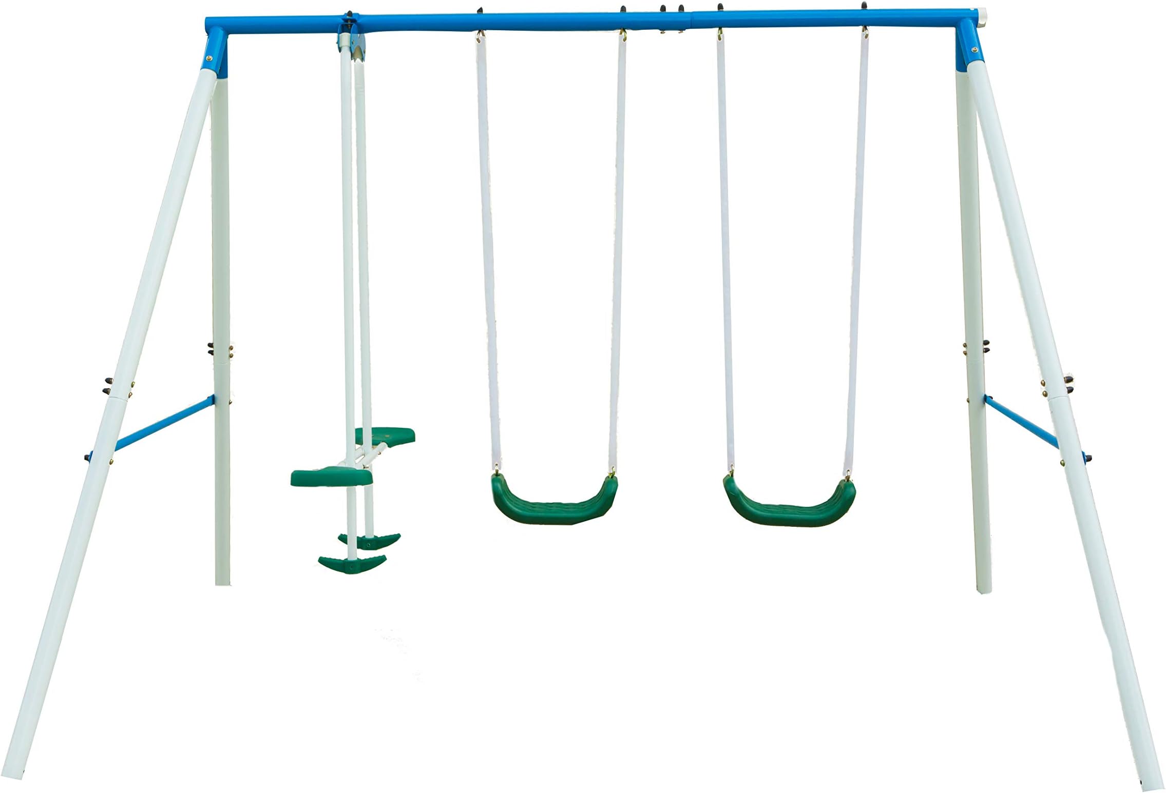 NORTHERN STONE Outdoor Play Steel Frame Garden Swing Set with 2 Swings and Seesaw Glider