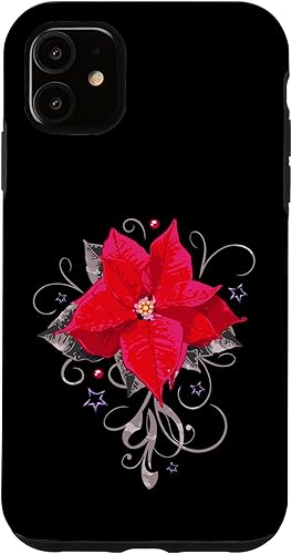 Miniatura 10 de Funda tradicional con diseño de flores de Navidad para iPhone 13 Pro Max
