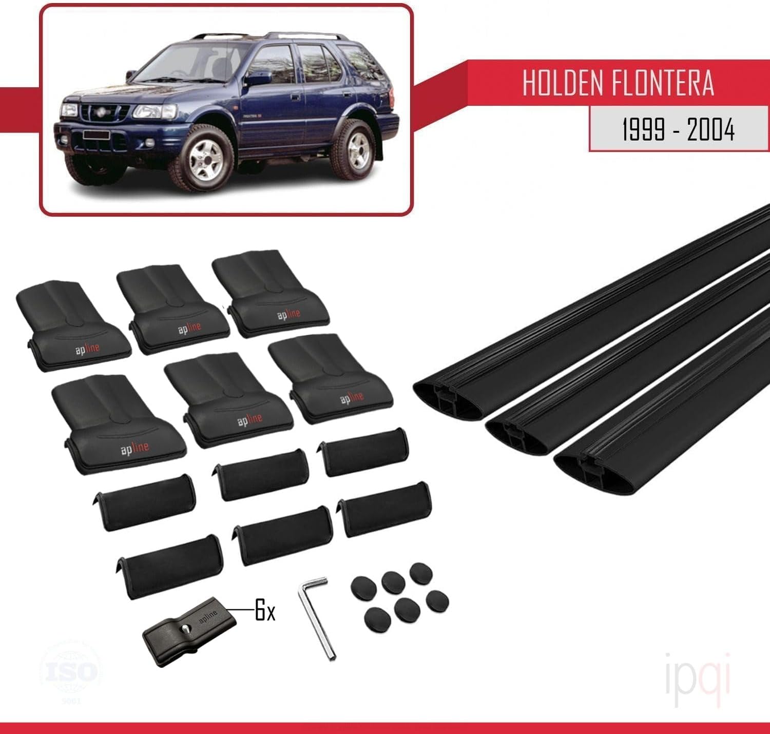 Compatible with Holden Frontera 2 1999-2004 FLY Model Car Roof Rack Cross Bar Black Aluminium 3 Bars