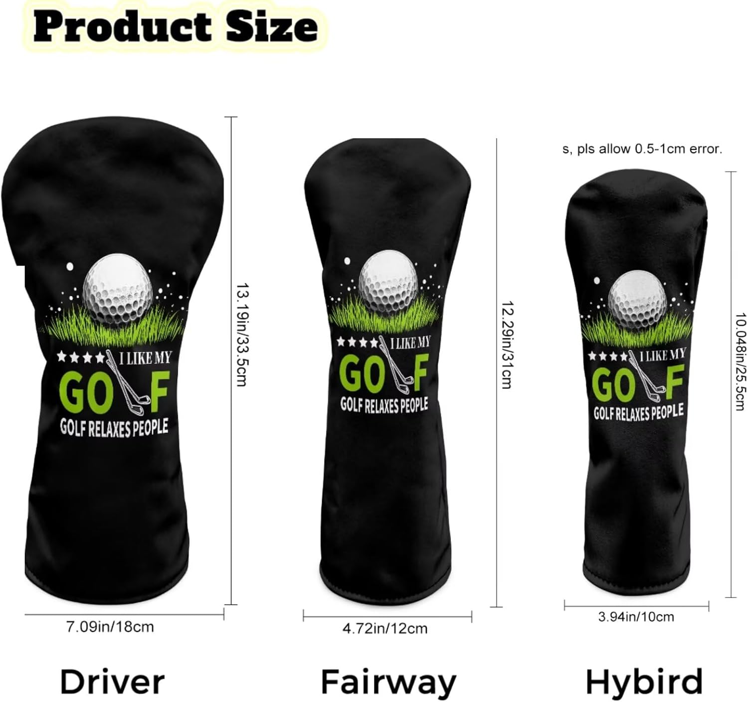 Rnyleeg Funny Golf Head Covers Leather Driver Headcover Fairway Wood Head Covers 3 5 Hybrid Covers for Golf Clubs Men Women