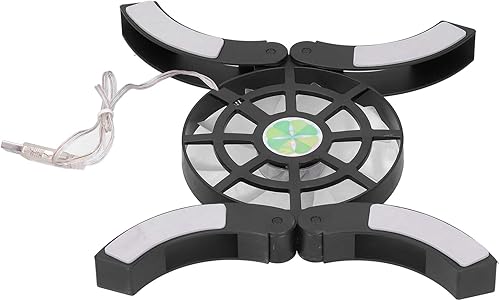 Miniatura 7 de Almohadilla de enfriamiento portátil para laptop, con soporte antideslizante, ventilador emisor de luz doble, 4.53 x 4.53 x 0.59 pulgadas (negro)