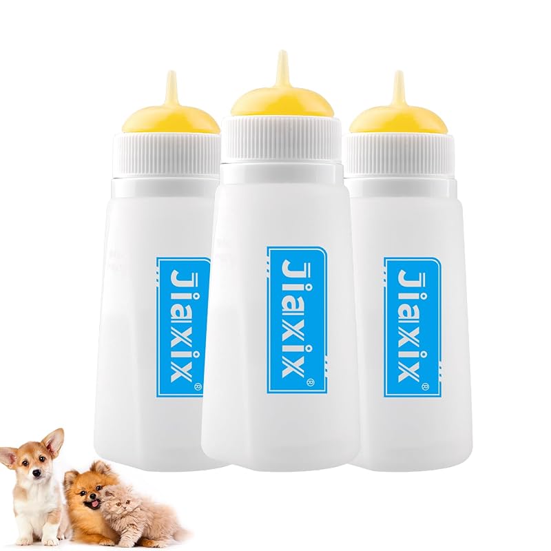 Kit de Mamadeira para Filhotes com Bico de Silicone e Válvula de Ar Jiaxix, 90 mL, Pacote com 3