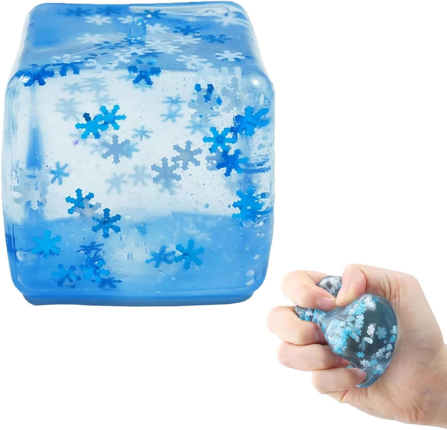 Squishy Ice Cube Fidget Toy, Sugar Ball Stress Cube for Kids Adults, Soft Squishies Stress Relief Sensory Toy for Autism, Classroom Prize Toy Party Favor for Anxiety Relief Fidget