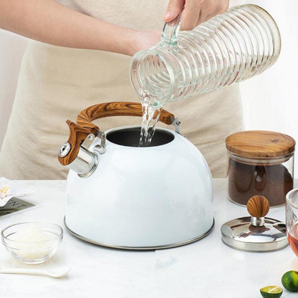 Czajnik z Gwizdkiem Czajnik Z Gwizdkiem 2,5 L Czajnik Wodny Ze Stali Nierdzewnej Z Żaroodpornym Uchwytem Duża Pojemność Prosty Biały Czajniczek Gwizdanie Czajnik Czajnik Kuchenek