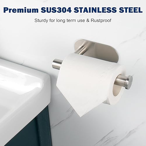 Miniatura 2 de NearMoon Soporte de papel higiénico autoadhesivo, de acero inoxidable SUS304 grueso de alta calidad, a prueba de óxido, sin perforaciones