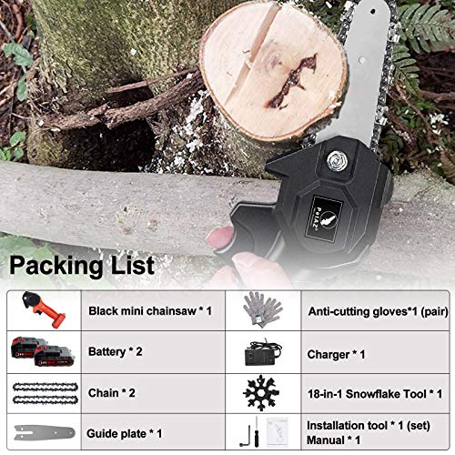 Mini Chainsaw Cordless Power Chain Saws, 4-Inch Portable 24V Electric Chainsaw, Pruning Shears Chainsaw for Courtyard Tree Branch Wood Cutting