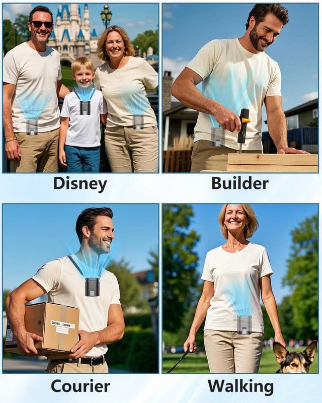 Image of Portable Waist Fan Rechargeable Quiet-Small Light Weight Personal Fans Battery Operated Ac,Cool Clip Fan Under Shirt Clothes Waistband Belt Buckle Pant Pocket for Construction Worker Blue Collar Men