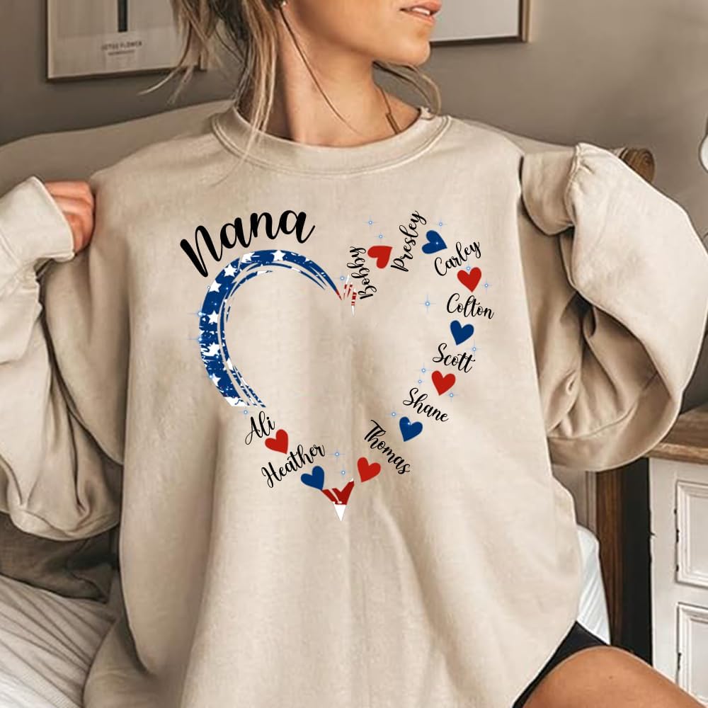 IZI POD Personalized Grandma Heart Shirt With Grandkids Name, Nana Sweatshirt, Gift for Grandma, Mom, Mother's Day, Christmas - Image 3