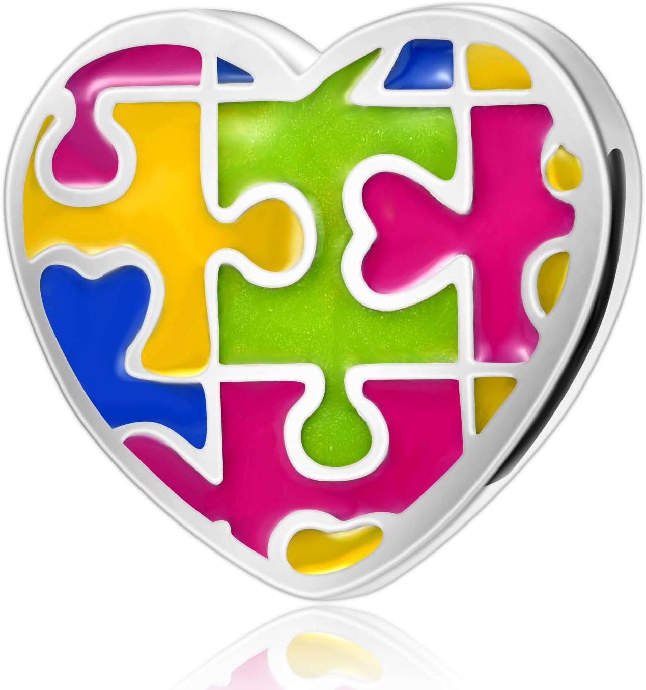 Autism Awareness Clip Lock Charm Puzzle Piece Heart Bead for Pandora Reflexion Bracelet
