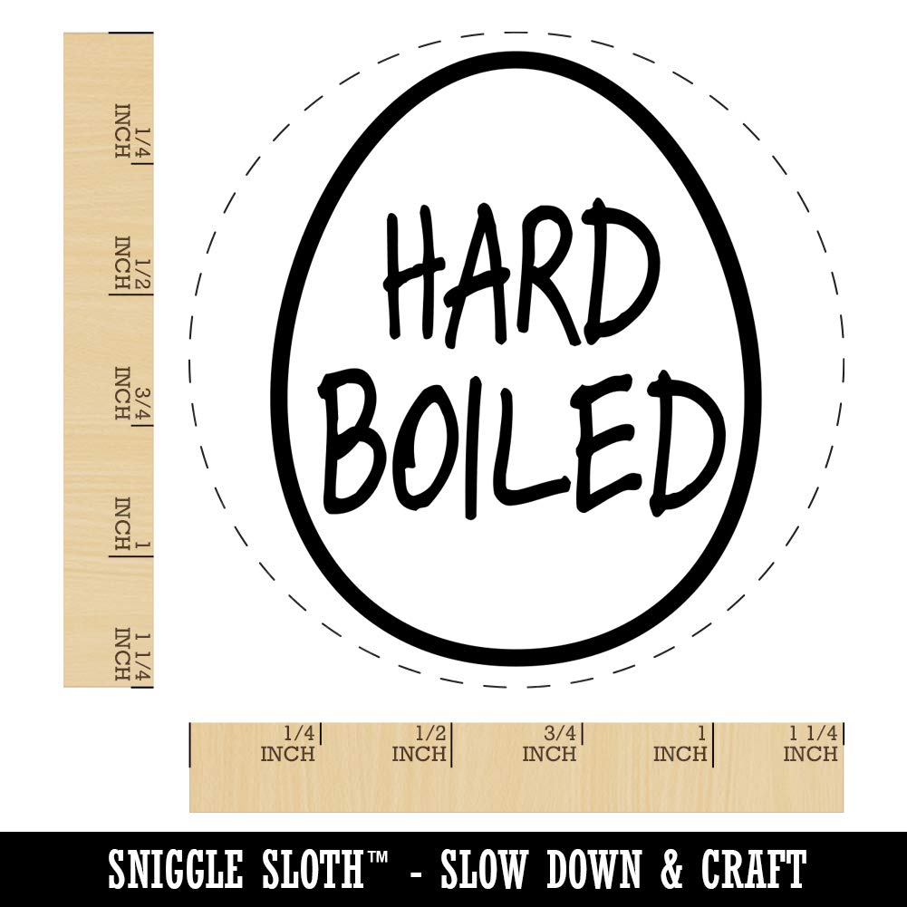 Hard Boiled Text in Egg Rubber Stamp for Stamping Crafting Planners - 1-1/4 Inch Large