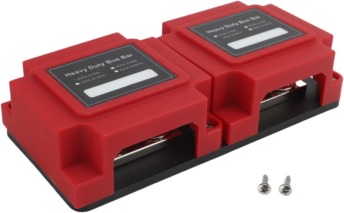 DC48V 400A Marine Heavy Duty Power Distribution Block Module Space Saving Design for RV Yacht (all Red)