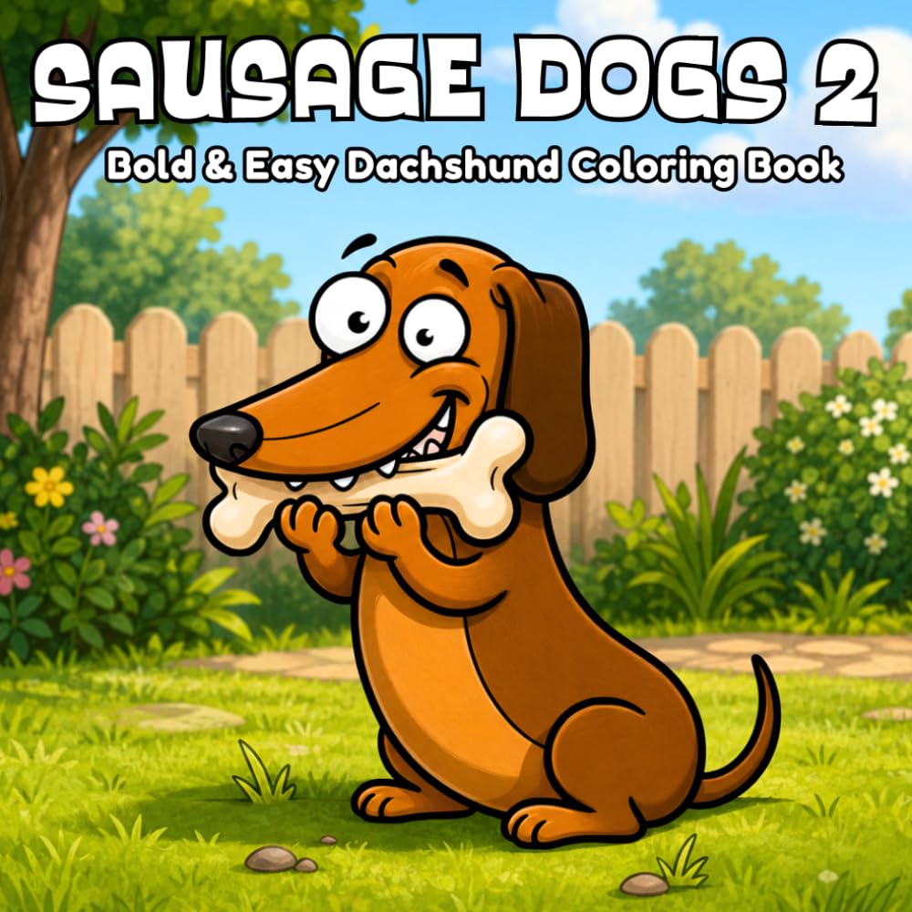 Sausage Dogs: Bold & Easy Coloring Book: Simple and Cute Wiener Dog Designs for Kids, Adults, and Seniors; Large Print Coloring Book with Adorable ... 2) (Bold & Easy Dachshunds Coloring Books)