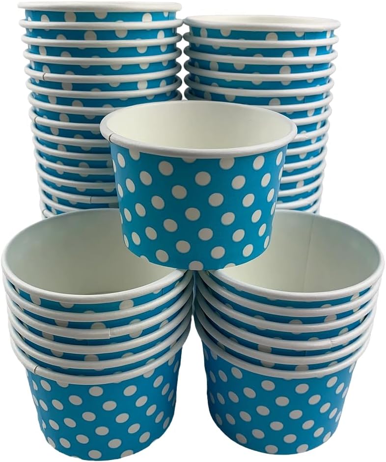 Heyiwell 1000PC Paper Ice Cream Cups,Disposable Dessert and Sundae Bowls Frozen Yogurt Cups, Sundae Hot and Cold Food Paper Cups for Party, Polka Dot Green 12OZ