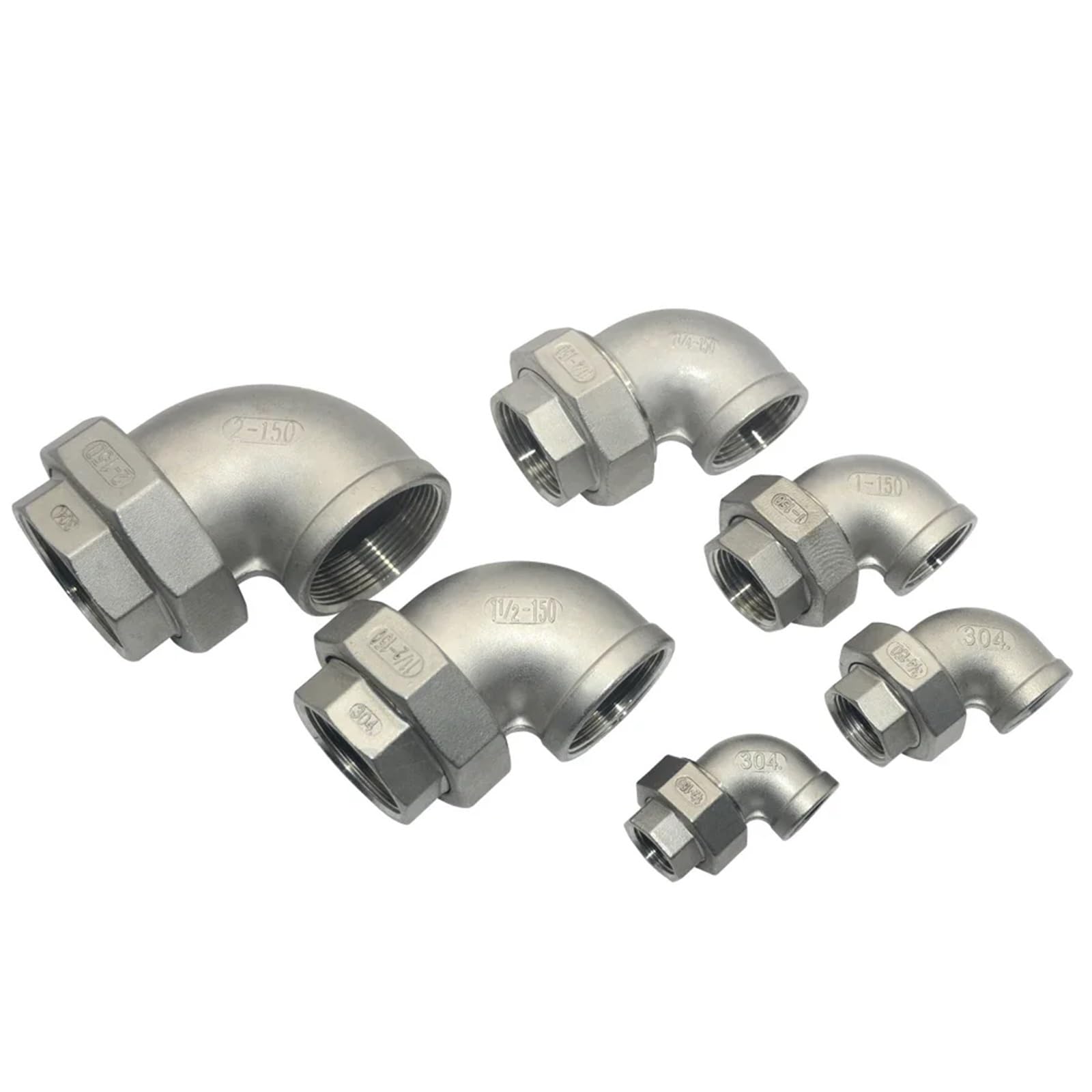 Coude 1-1/2" acier inoxydable 304 femelle 90° pour réseau eau maison