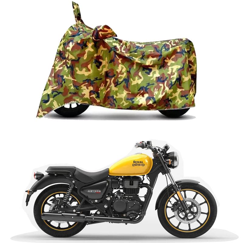 Image of Waterproof 100% PVC Coated Bike Scooty Two Wheeler Body Cover Compatible For Royal Enfie Super Meteor 650 STD /UV-Ray /Heat Protection /Birds Dropping /Scratchproof /Dust proof[6X6 Jungle Print]