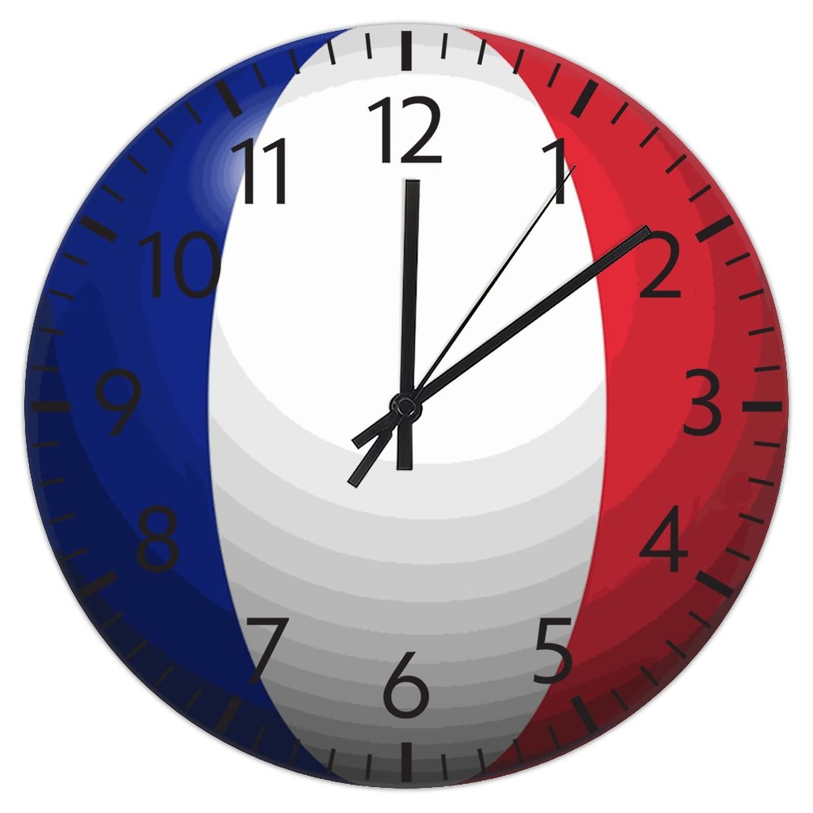 Horloge murale drapeau France ronde en PVC de 30,5 cm artistique