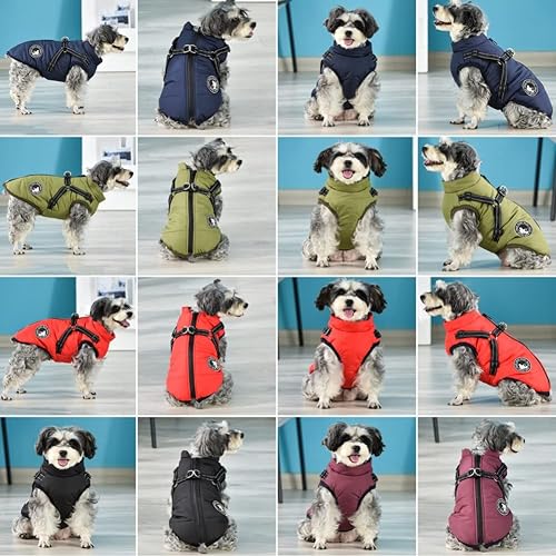 Miniatura 4 de Jinpet - Abrigo con arnés reflectante de invierno para perro, tela polar impermeable, chaqueta con cremallera, para cachorros, perros pequeños,