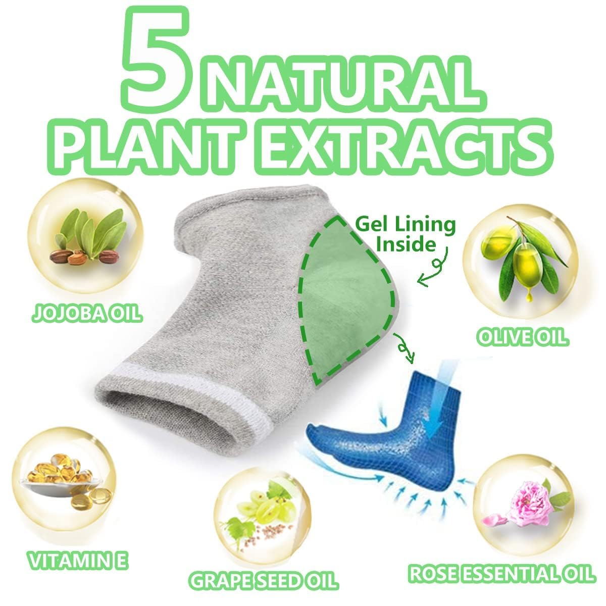EXIFYLL Heel Pain Relief Silicone Gel Pad Heel Protector Socks with Spa Botanical for Men and Women Soft Cotton Heel Socks, Dry Cracked Skin Free Size ,Heel Pain Relief Silicone Gel Pad Heel Protector Socks with Spa Botanical for Men and Women Cotton Socks 3
