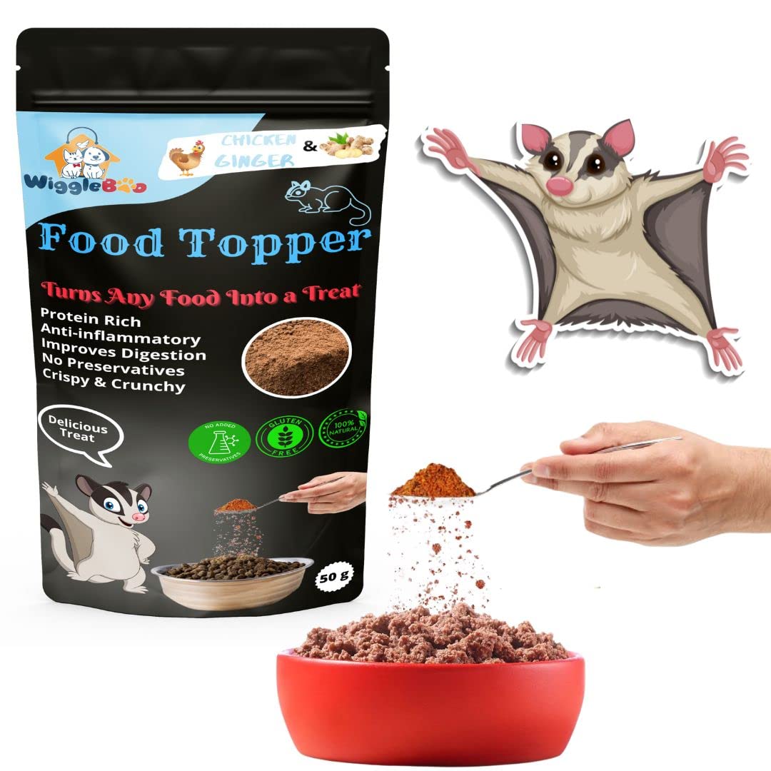 Wiggleboo Chicken & Ginger Sugar Glider Topper - Irresistible Flavor Fusion for a Healthy Pet, The Perfect Snack to Satisfy Your Sugar Glider Craving, A Burst of Chicken & Ginger Flavor (50g)