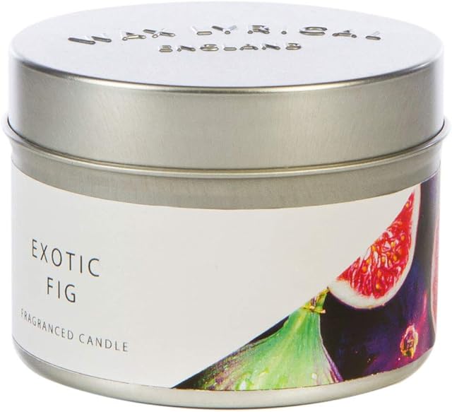 WAX LYRICAL Fragranced Candle Tin Exotic Fig, Burn Time Approx 20 Hours ,White