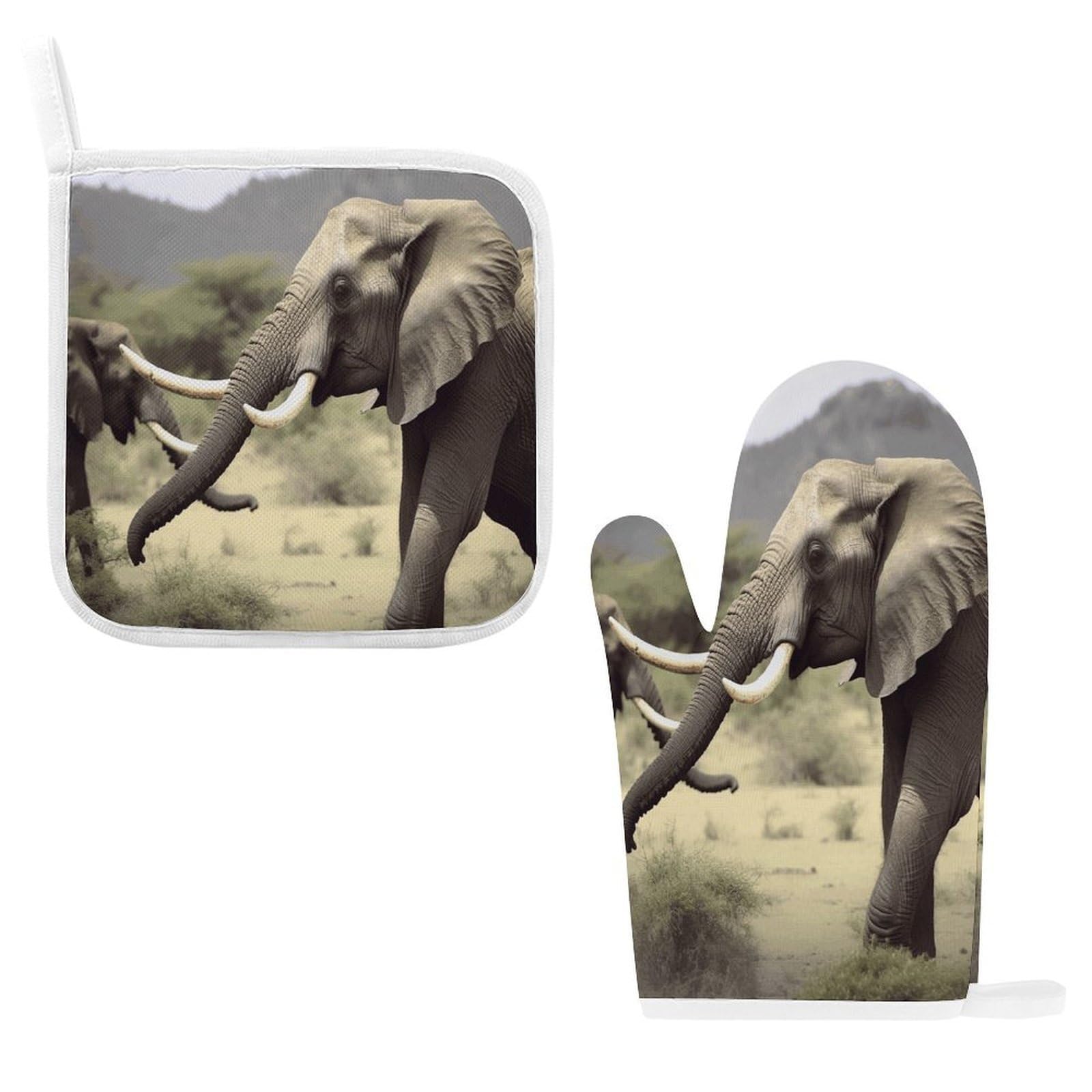 Fodpand Style Elephants Animals Oven Mitts And Pot Holders Sets