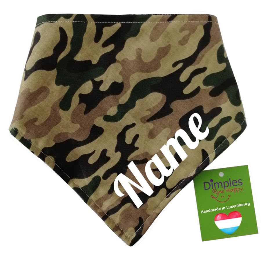 Dimples - Pañuelo para perros personalizable - Pañuelo con nombre de perro - Personalizar texto personalizado - Regalo para propietarios de perros - Accesorio hecho a mano para perros