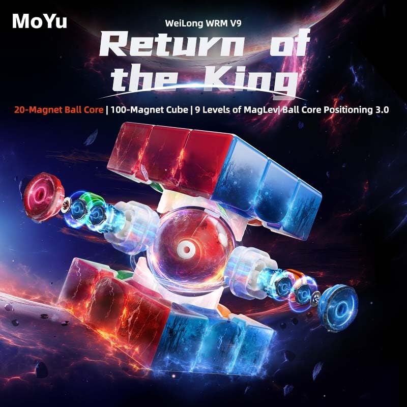 Moyu WeiLong WRM V9 SpeedCube MagLev 20 Aimant Ball Core MagLev Full Positioning 3 x 3 Cube magique, Dual Adjustment SpeedCube, Magnetic Master Stickerless Magic Cube, Deal Puzzle Game for Speed Cuber