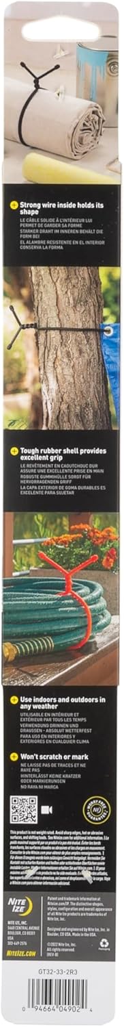 Nite Ize Gear Tie Reusable Rubber Twist Tie - Bendable Rubber Ties for Indoor & Outdoor Use - Reusable Multipurpose Twist Ties for Organizing & More - 32", Neon Yellow (2 Pack)