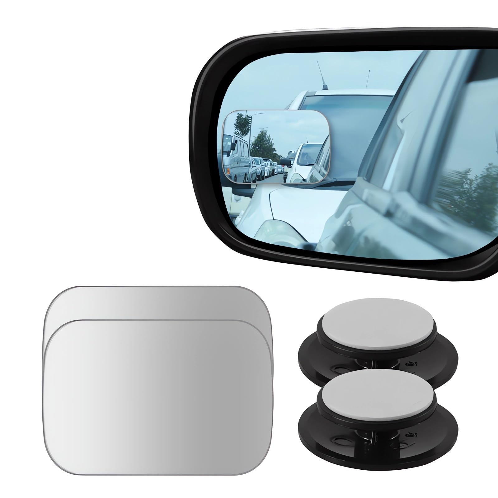 2 pcs Blind Spot Mirrors, HD Glass Convex 360° Wide Angle Side Rear View Mirror with ABS Housing for Cars SUV and Trucks