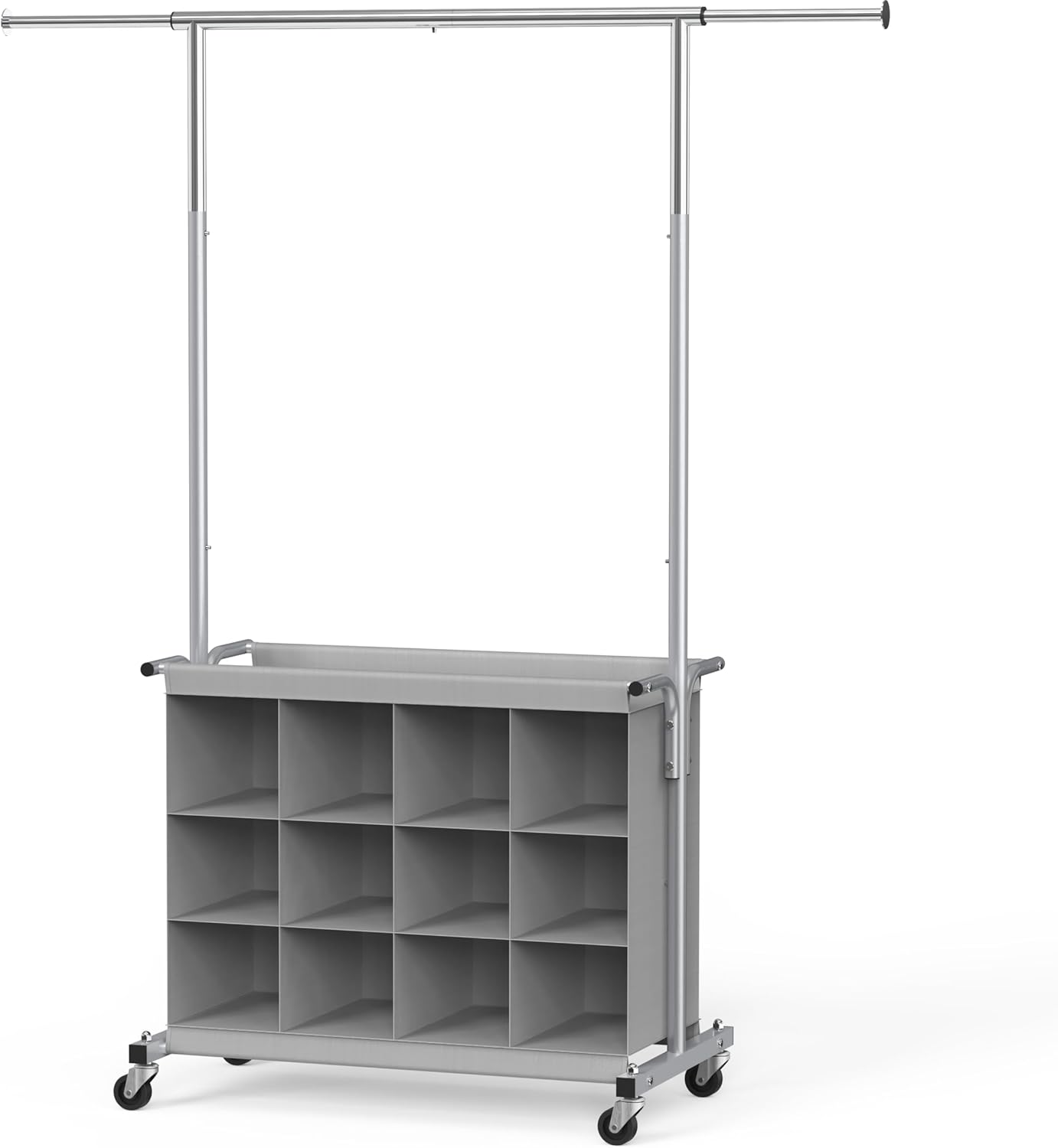 Simple Houseware Garment Rack with Extensible Haning Rod and 16 Shoes Organizer, Grey