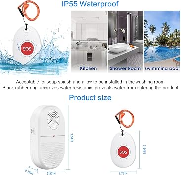 DAYTECH Personal Alarm for Elderly 2 Portable Receiver 3 Call Button