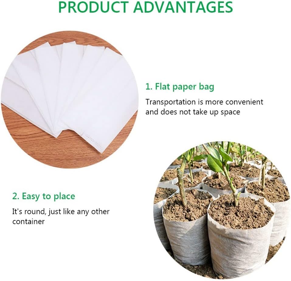 300Pcs Biodegradable Non-Woven Seedling Nursery Bag, for Plant Grow Bags Fabric Pouch Pots Eco-Friendly Planting Bags (Size : 18x20cm (300pcs))