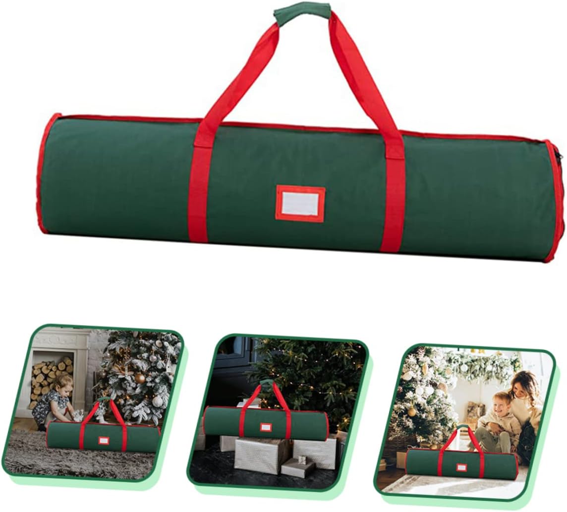 KOMBIUDA 1pc Christmas Wrapping Paper Storage Organizer Bag Heavy Duty Zipper Closure for Holiday Wrap and Ribbon Convenient Party Supplies Storage