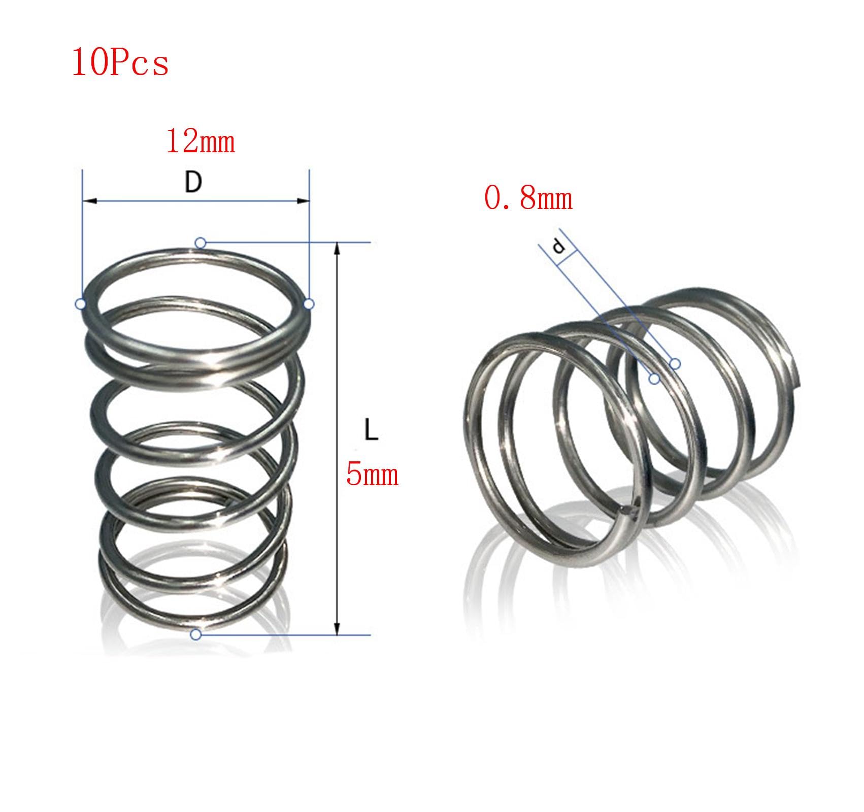Ressorts De Compression Acier Inoxydable - 2.5mm Fil, 14mm Diamètre, 20mm Longueur - Lot De 5 Pièces