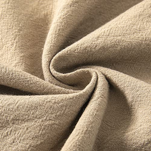 Vansha Women Summer High Waisted Cotton Linen Palazzo Pants Wide Leg Long Lounge Pant Trousers with Pocket Khaki M