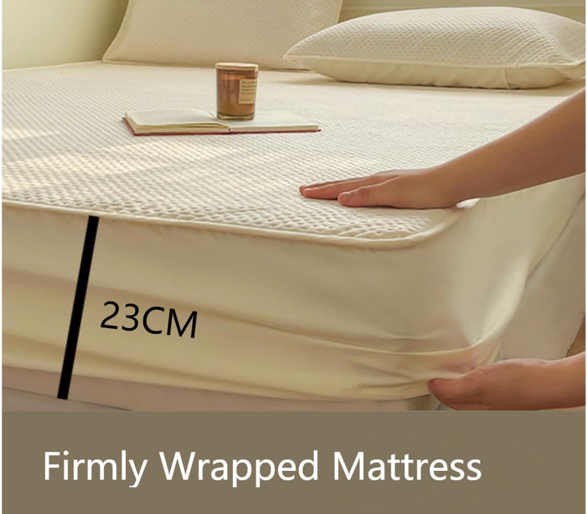 Mattress Cover Mattress Protector Solid Color All-Inclusive Fitted Dustproof Quality Soft Breathable Mattress Topper,Thickened Anti-Slip Mattress Protectors-Pink||180x200cm(only Mattress Cover)